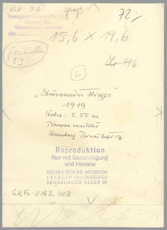 Stürzender Flieger, 1917/19, Bronze