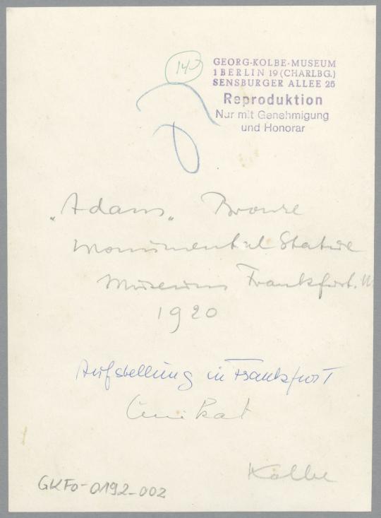 Adam, 1919/20, Bronze und Kalksteinsockel
