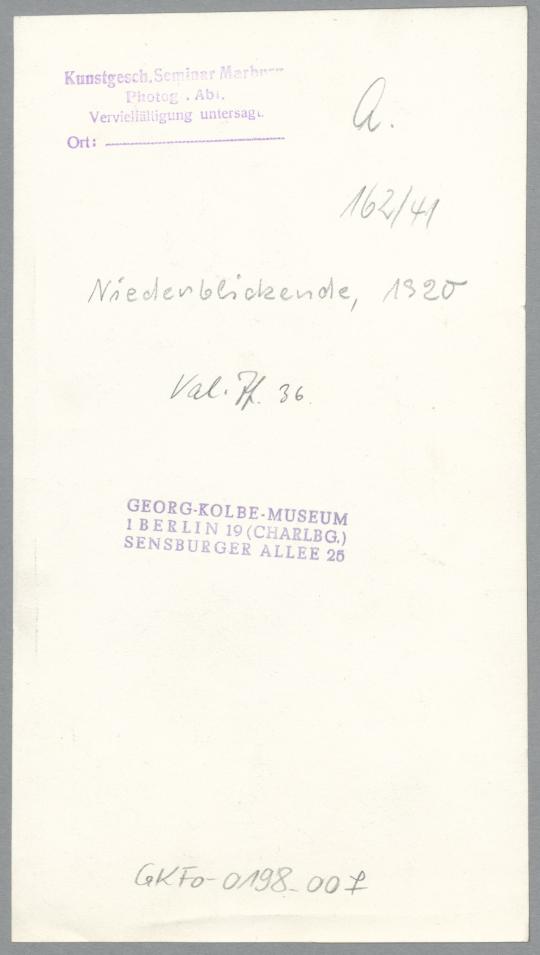 Niederblickende, 1920, Kalkstein