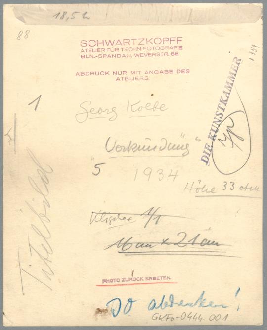 Skizze Verkündung, 1934, Bronze