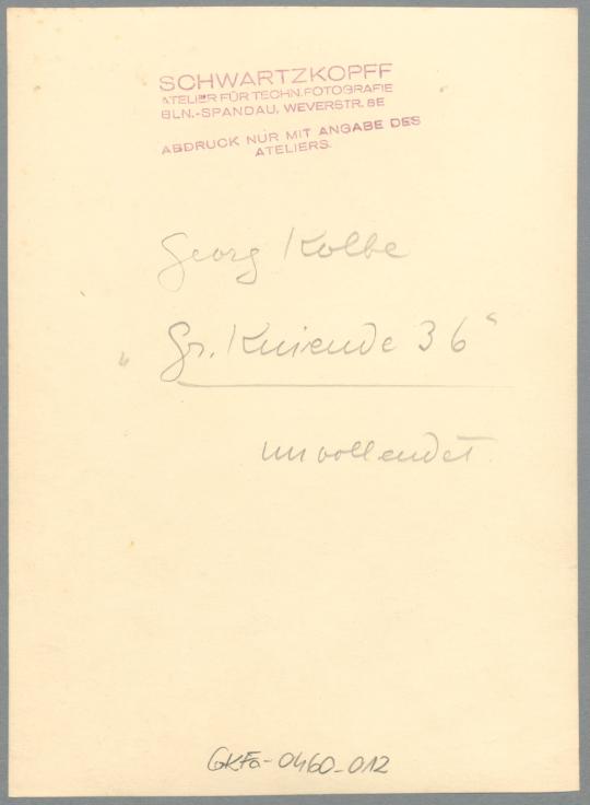 Große Kniende, 1935/36, Gips