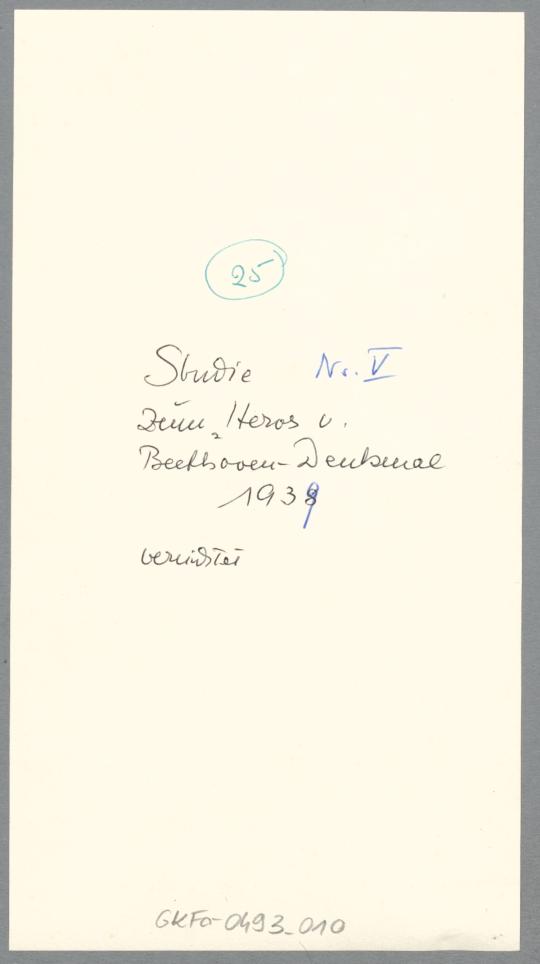 Beethoven-Denkmal, Entwurf V/I, Studie des "Heros", 1939, Gips