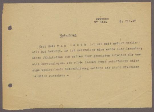 Briefwechsel zwischen Emil Hauth und Georg Kolbe