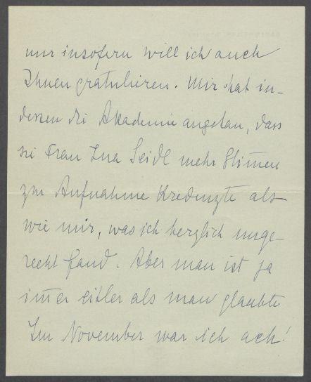 Brief von Annette Kolb an Georg Kolbe