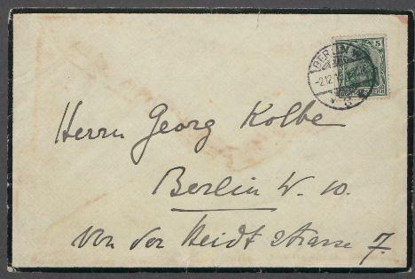 Brief von Marguerite von Kühlmann an Georg Kolbe