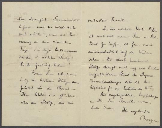 Brief von Diego von Bergen an Georg Kolbe
