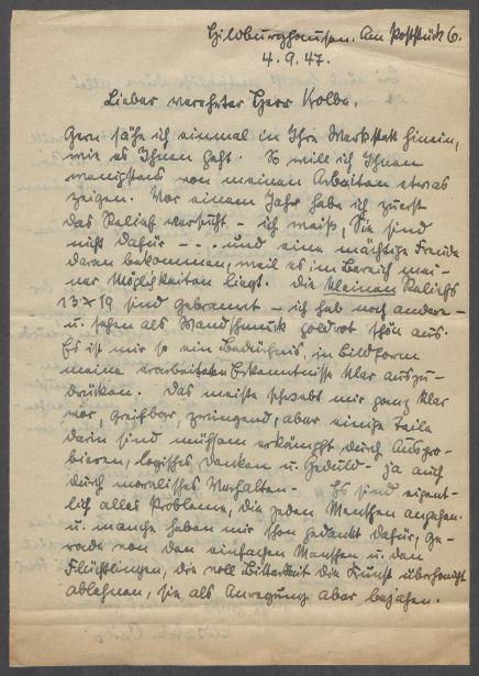 Briefe von Elisabeth Opitz an Georg Kolbe