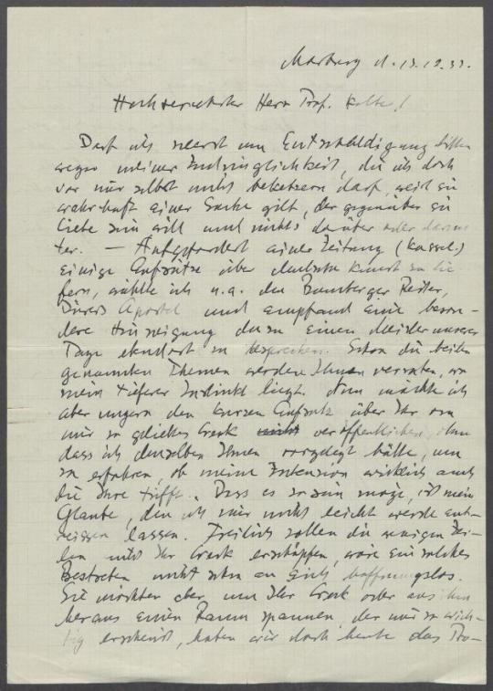 Briefwechsel zwischen Eberhard Preime und Georg Kolbe