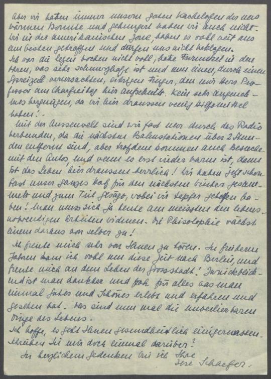 Briefe von Ilse Schaefer an Georg Kolbe