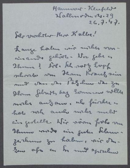 Briefe von Hermann Scheuernstuhl und Hanne Scheuernstuhl an Georg Kolbe