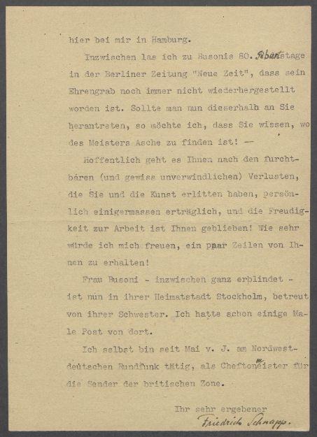 Brief von Friedrich Schnapp an Georg Kolbe
