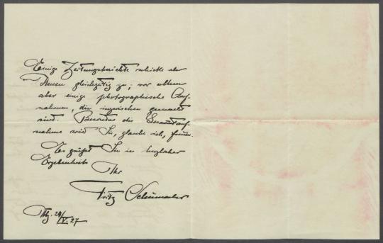 Brief von Fritz Schumacher an Georg Kolbe