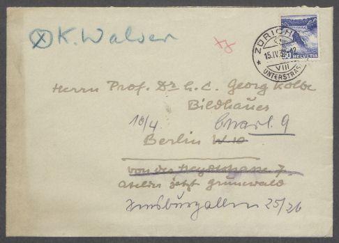 Brief von Karl Walser an Georg Kolbe