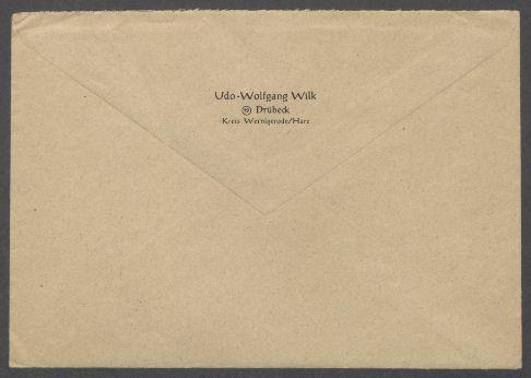 Brief von Udo-Wolfgang Wilk an Georg Kolbe