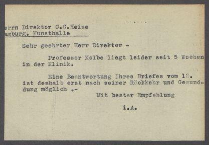 Briefwechsel zwischen Gustav Pauli, Carl Georg Heise und Georg Kolbe
