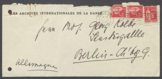 Briefe von Rolf de Maré und Alfred Flechtheim von das Archives internationales de la danse, Paris an Georg Kolbe