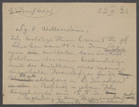 Brief von Georg Kolbe an Walter Wellenstein [Reichsluftfahrtministerium, Berlin]