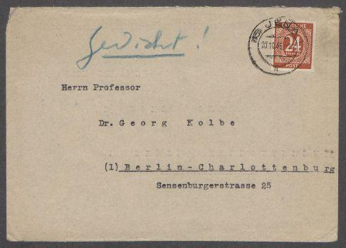 Brief von Karl Bongardt an Georg Kolbe