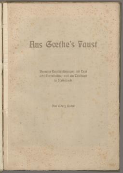 Mappe "Aus Goethe's Faust" [Datenhauptsatz]