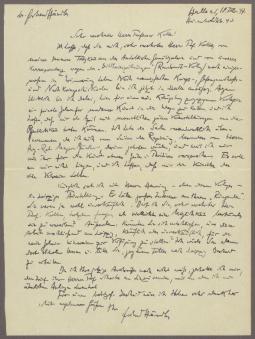 Brief von Gerhard Händler an Georg Kolbe