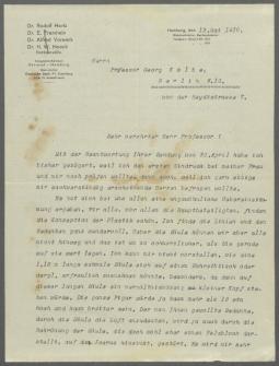 Brief von Rudolf Hertz an Georg Kolbe