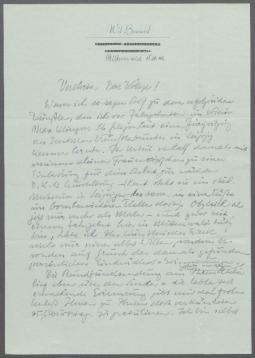 Brief von Wil Howard an Georg Kolbe