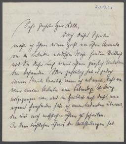 Brief von Auguste Beer an Georg Kolbe