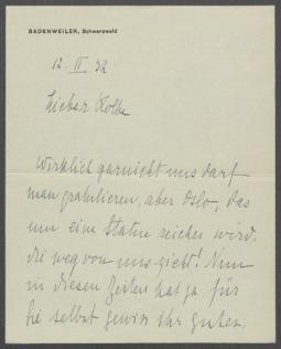 Brief von Annette Kolb an Georg Kolbe