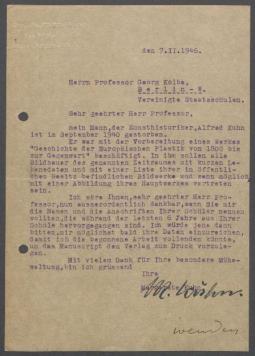 Briefwechsel zwischen Margarete Kuhn und Georg Kolbe