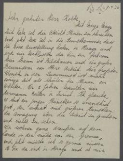 Brief von Lies Leeser an Georg Kolbe