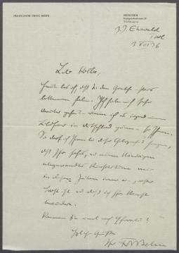 Brief von Fritz Behn an Georg Kolbe