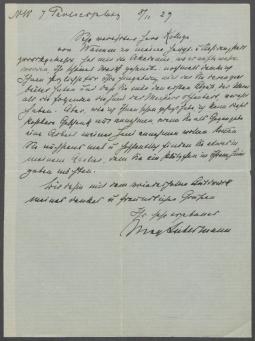 Brief von Max Liebermann an Georg Kolbe