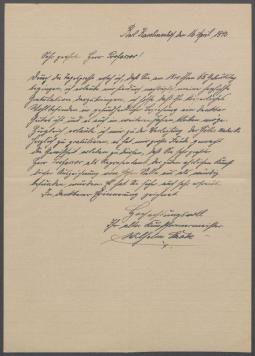 Brief von Wilhelm Saake an Georg Kolbe