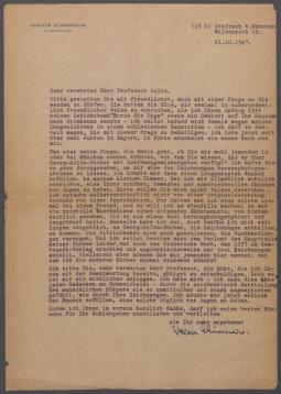Briefe von Walter Schirmeier an Georg Kolbe
