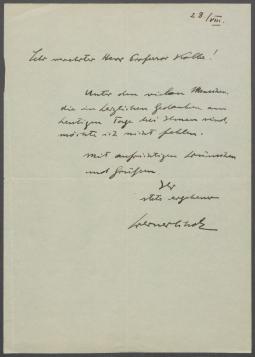 Brief von Werner Scholz an Georg Kolbe