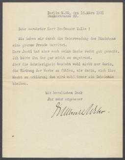 Briefe von Albrecht Weber an Georg Kolbe