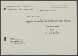 Briefe von Curt Valentin [Galerie Alfred Flechtheim, Berlin] und von der Bildgiesserei Hermann Noack, Berlin an Georg Kolbe