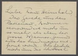 Brief von Georg Kolbe an Grete Heimhold
