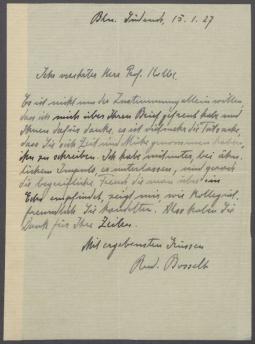 Brief von Rudolf Bosselt an Georg Kolbe
