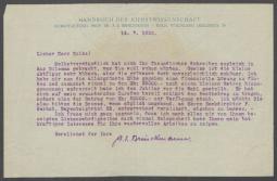Brief von Albert E. Brinckmann an Georg Kolbe