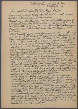Brief von Harry Christlieb an Georg Kolbe