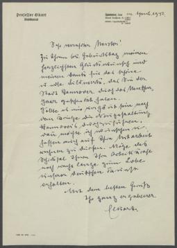 Brief von Karl Elkart an Georg Kolbe
