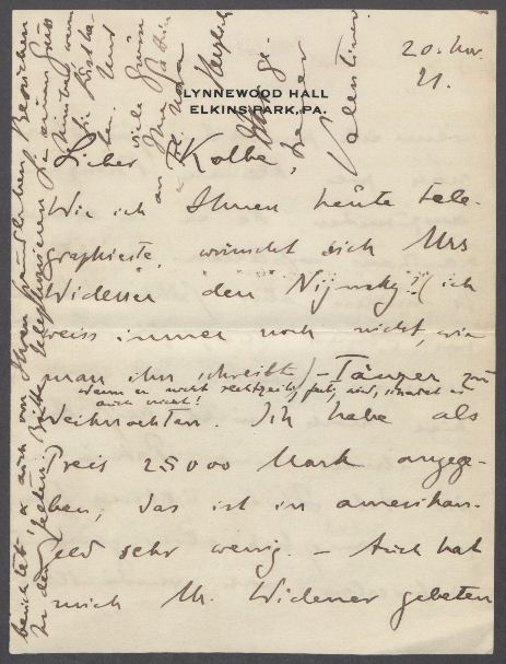 Brief von Wilhelm Reinhold Valentiner an Kolbe GKM Online Sammlung