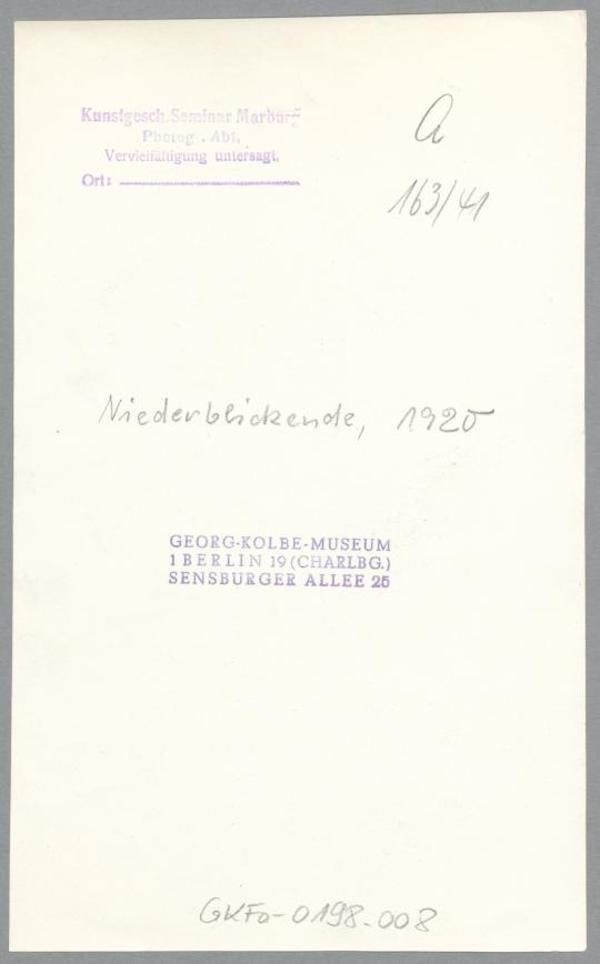 Niederblickende, 1920, Kalkstein