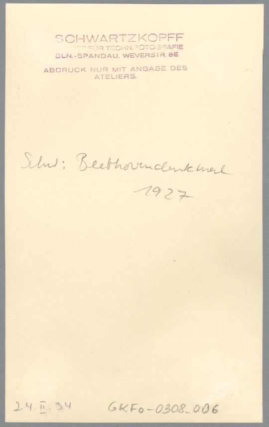 Beethoven-Denkmal, Entwurf IV/II, 1927, Gips