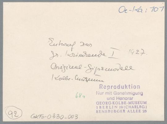Entwurf Kriechende I, 1926/27, Gips