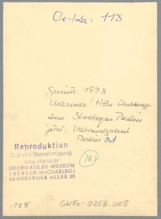 Genius für das Opernhaus in Berlin, 1928, Marmor