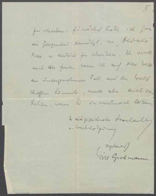 Brief von Will Grohmann an Georg Kolbe