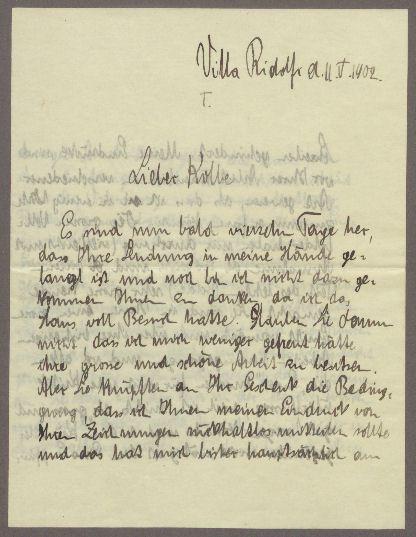 Brief von Hans Albrecht Graf von Harrach an Georg Kolbe