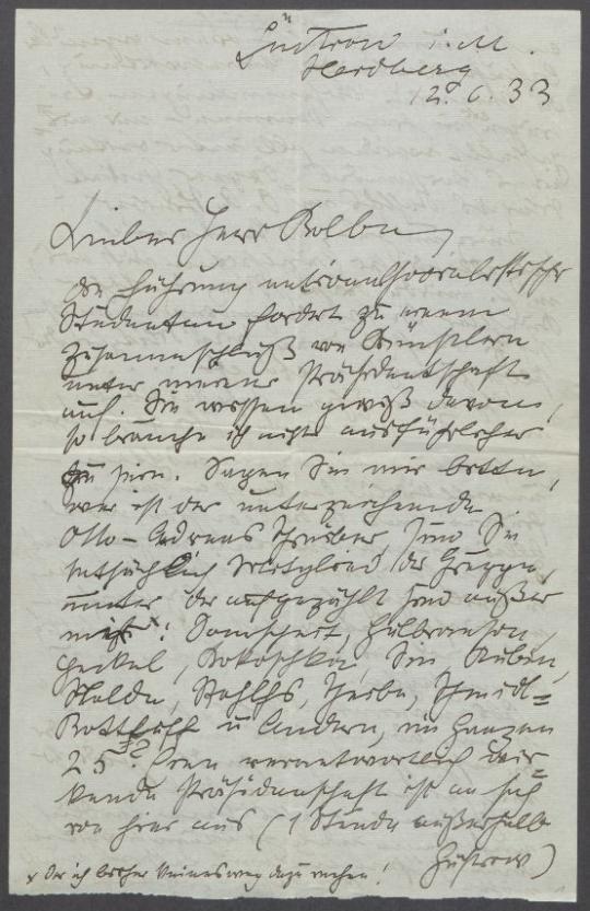 Brief von Ernst Barlach an Georg Kolbe